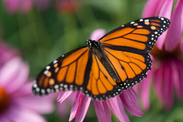 Fototapeta na wymiar monarch butterfly on pink flower