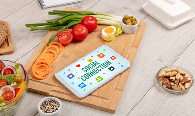 Healthy Tablet Pc compostion, social networking concept