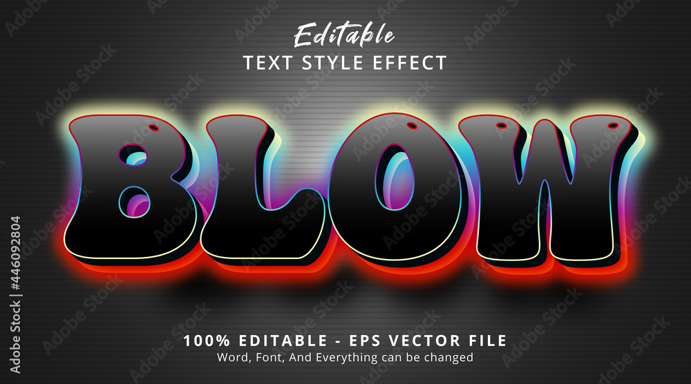 Aufkleber blow neon text on multicolor aura text effect, editable text effect