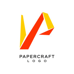 Illustration of origami letter P logo concept