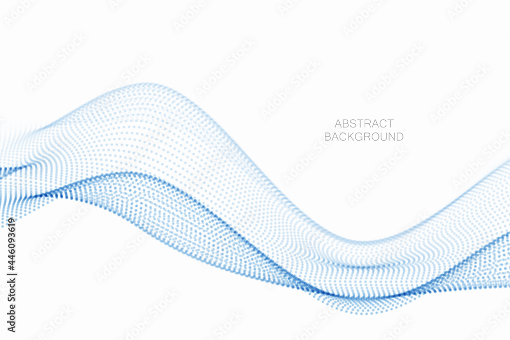 Poster digital technology wave. abstract background with dots moving in space. futuristic modern dynamic wa