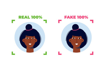 Deepfake, Deep face technology concept.  Vector illustration.