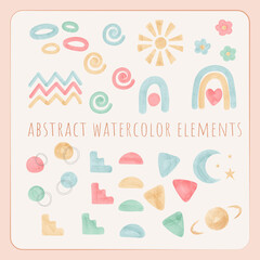 set of abstract watercolor elements for design