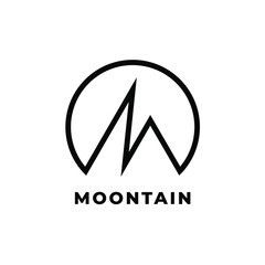 Illustration moon and mountain logo design inspirations