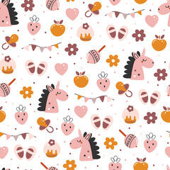 Cute unicorn background for baby girl