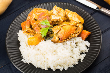Thai food: Curry Crab vegetable rice