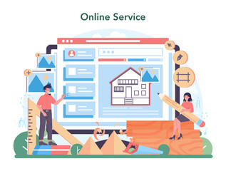 Interior designer online service or platform. Decorator planning