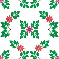 Summer pattern with colorful flowers on white