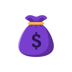 Bag of money with a dollar sign. Color vector illustration of a flat style. White isolated background.