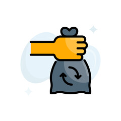 Trash bag vector outline filled icon style illustration. EPS 10 file