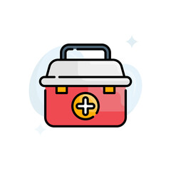 First aid kit vector outline filled icon style illustration. EPS 10 file