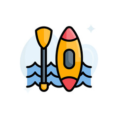 Canoe vector outline filled icon style illustration. EPS 10 file