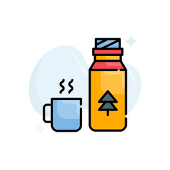 Thermos flask vector outline filled icon style illustration. EPS 10 file
