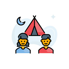 Kids Camp vector outline filled icon style illustration. EPS 10 file