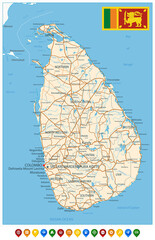 Sri Lanka Detailed Map and Colored Icons