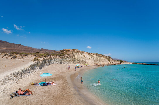 Xerokampos, Argilos, the wonderful cretan beach with clear and turquoise waters and the white clay which makes the beach natural spa.