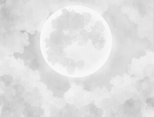 大きな月　モノクロ