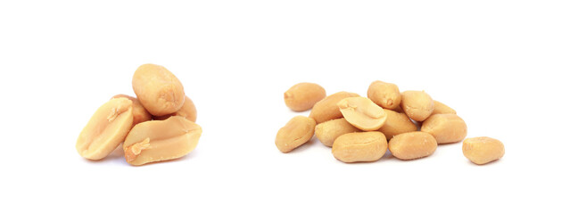 Roasted salted peanuts isolated on a white background