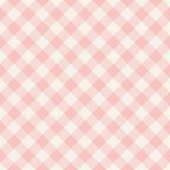 Gingham check pattern for spring in pale pink and off white. Seamless rosy textured background graphic vector for tablecloth, dress, skirt, picnic blanket, other modern holiday fashion fabric design.