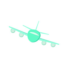 The airplane, digital trend vector illustrations, modern design, logo, icon, light blue,  color. Traveling. Summer illustration, banner, poster, postcard, traveling business. 