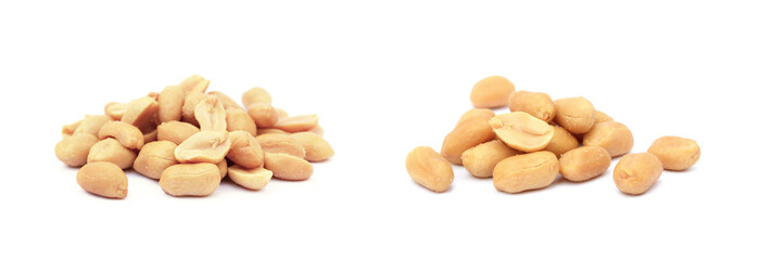 Roasted salted peanuts isolated on a white background