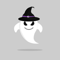 Ghost icon, Halloween symbol, flat graphic design template, vector illustration