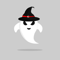 Ghost icon, Halloween symbol, flat graphic design template, vector illustration