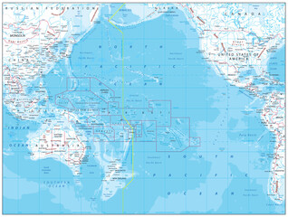 Pacific Ocean Map White Color