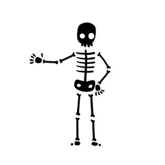 Skeleton. Black terrible silhouette. Human body. Skull and bones.