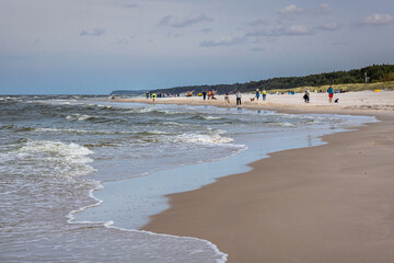 Sandy beach on a Baltic Sea coast in Debki village, Pomorskie region of Poland