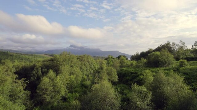 Flyover of Woodlands on the Isle of Arran Flying Towards Brodick