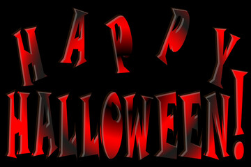 Vector Halloween poster with a red gradient inscription "Happy Halloween!" On a black background.