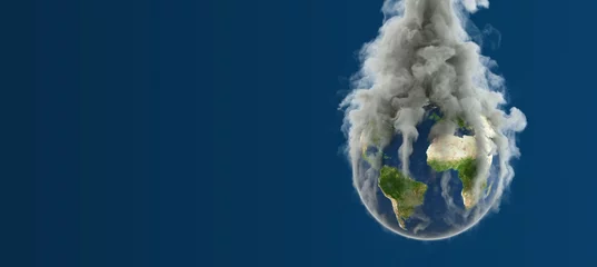 Fotobehang Illustration of burning planet earth. © Negro Elkha