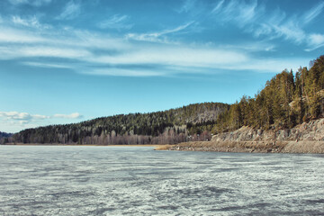 landscape with lake and mountains