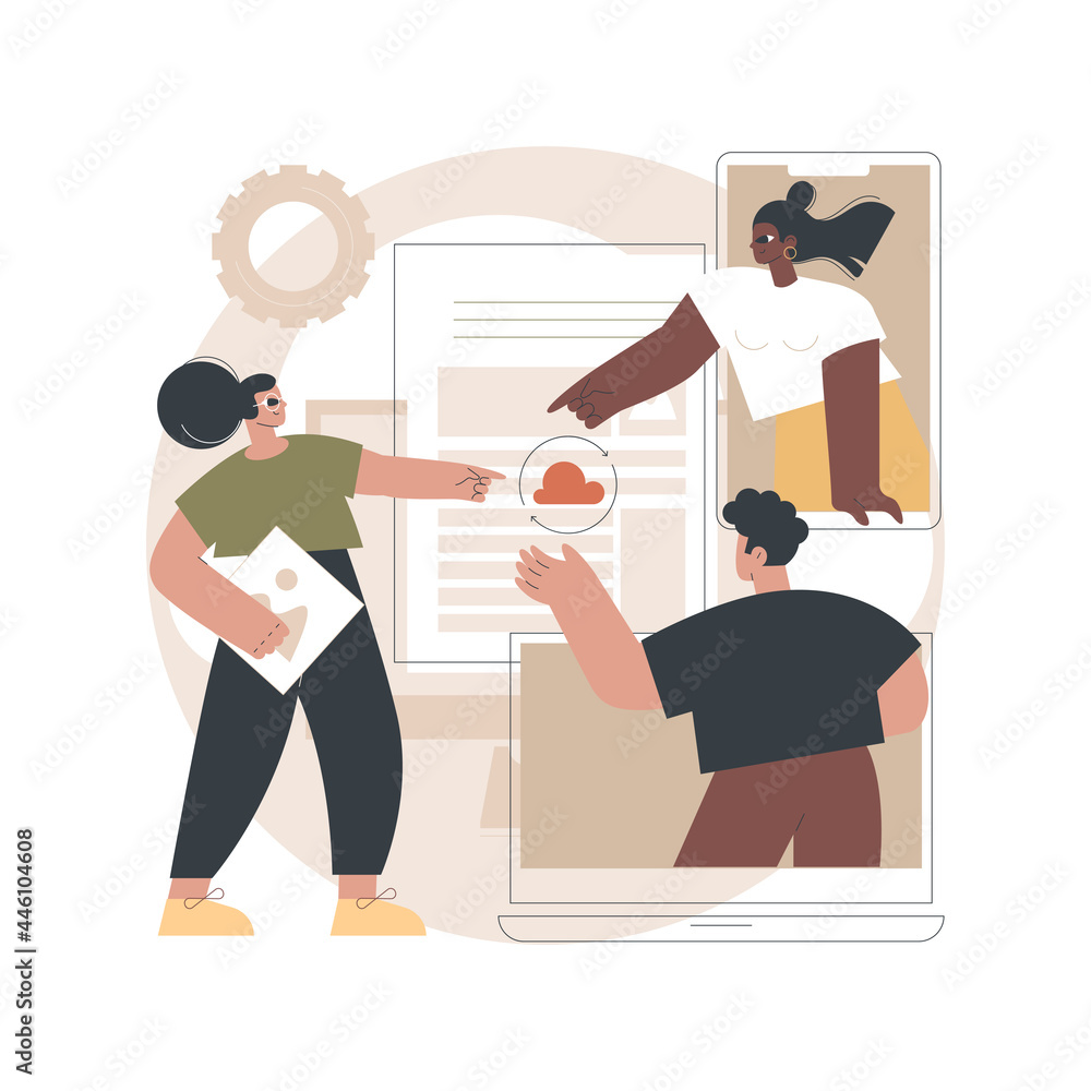 Poster shared document abstract concept vector illustration. public folder access, collaborative document e
