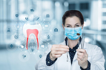 Concept of dentist service and dental diagnosis .