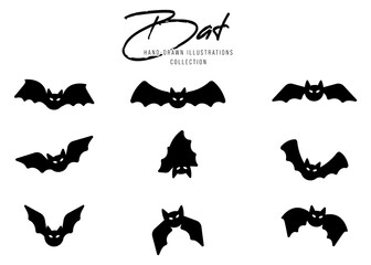 Naklejka premium Black silhouettes of bats for halloween