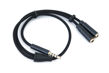 Audio cable jack 3.5mm, 2 In 1 splitter 4 pole 3.5mm audio earphone headset to 2 female jack...