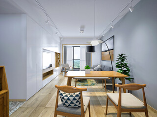 3d render of modern living room