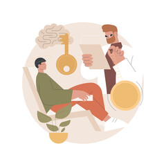 Hypnosis practice abstract concept vector illustration. Altered state of mind, hypnosis treatment services, psychiatry practice, reduced peripheral awareness, medical trance abstract metaphor.