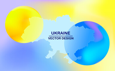 Ukraine map on a yellow-blue background. Vector design for creating postcards, banners, covers, previews, for the Ukrainian holidays - the day of independence of Ukraine and the day of the constitutio