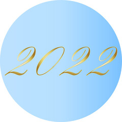 Vector 2022 year in gold letters on blue background
