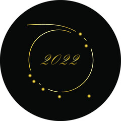 Vector stylish icon or logo, symbol of 2022 on black background
