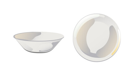 Empty ceramic sauce bowl in flat cartoon style. Vector illustration isolated on white background