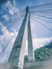 Cable-stayed bridge in Sochi, Russia on the road to Krasnaya Polyana