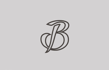 B grey line alphabet letter logo for business and corporate. Creative template icon design for lettering and company