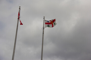 Canadian and Montreal flags