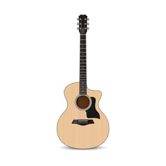 Obraz premium Realistic acoustic guitar isolated on white background, vector illustration
