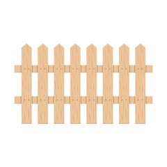 Wooden garden fence of planks on white background, vector illustration