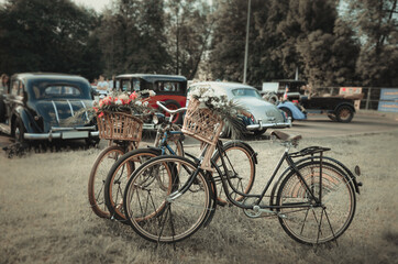 Fototapeta na wymiar Luxury old vintage retro bicycles 